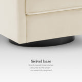 eLuxurySupply Swivel Accent Chair - Traditional Barrel Upholstered Armchair with Swivel Base - Premium High Density Foam Cushion for Supreme Comfort - No Assembly - Cream Velvet eLuxurySupply