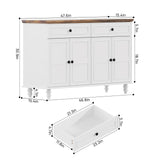 Farmhouse Buffet Cabinet with Storage, 47.6" Buffet Sideboard with 2 Drawers and 4 Doors, Wooden Kitchen Storage with Adjustable Shelves, Rustic Top Console Table for Dining Room, Kitchen or Entryway PROXRACER