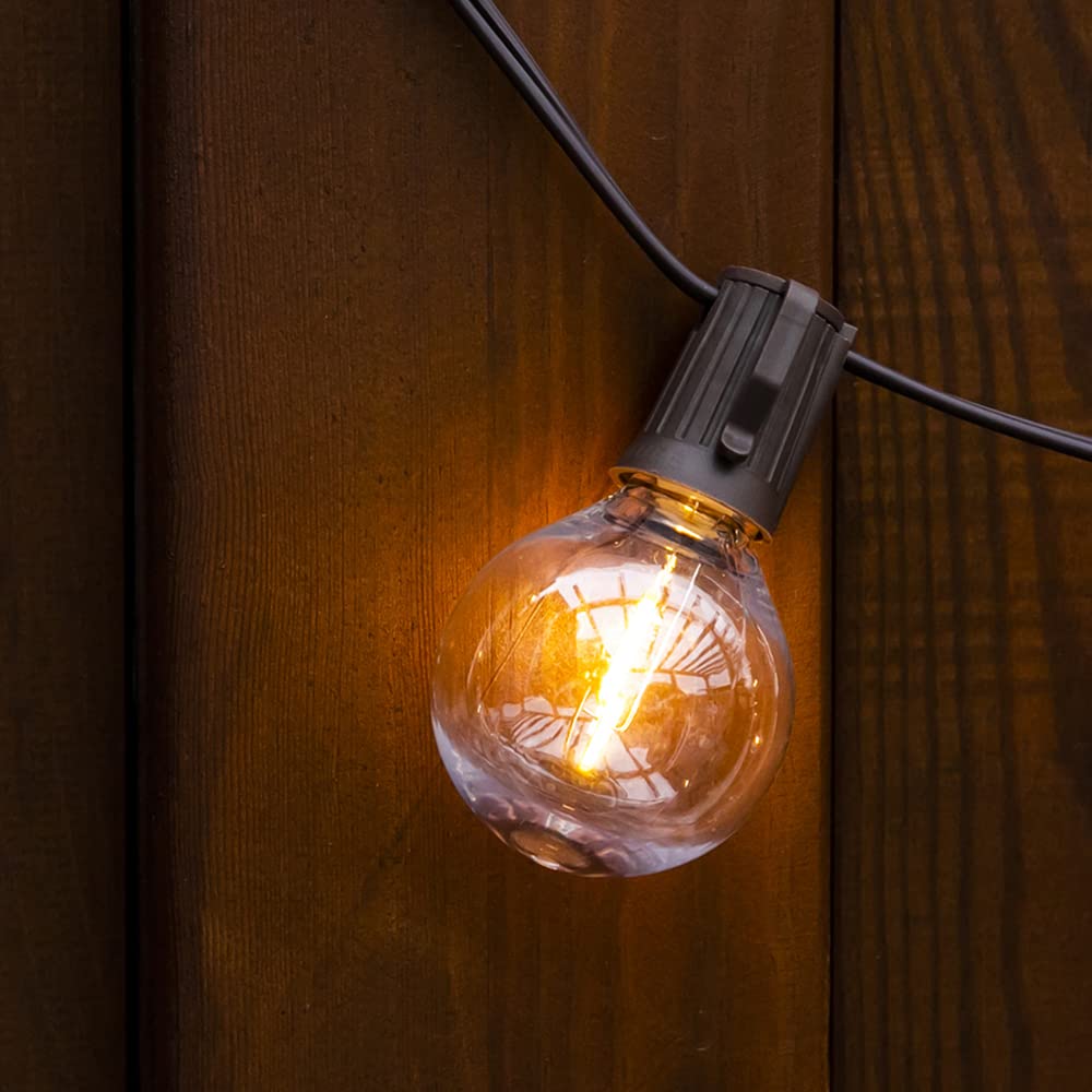 ALL FORTUNE Solar Outdoor String Lights, 15FT G50 Patio Lights String Waterproof with 10 Warm White LED Shatterproof Bulbs, Perfect for Garden, Backyard, Pergola, Party, Cafe, Camping Decoration ALL FORTUNE