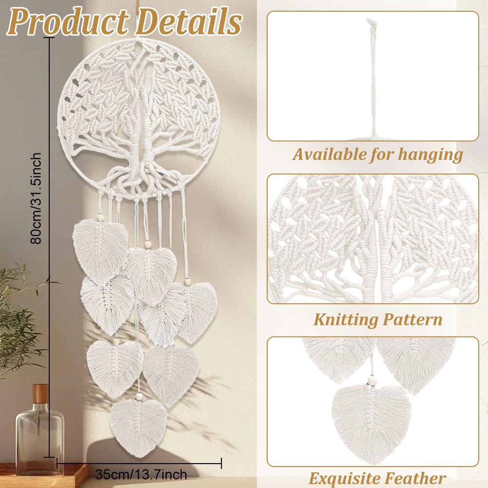 ACRNIGHEET DIY Macrame Kit for Adults Beginners DIY Boho Macrame Leaves Tree of Life Wall Hanging Making Kits with Macrame Supplies Wall Hanging Kit Ornaments for Home Decor Craft Gifts(Beige Series) ACRNIGHEET