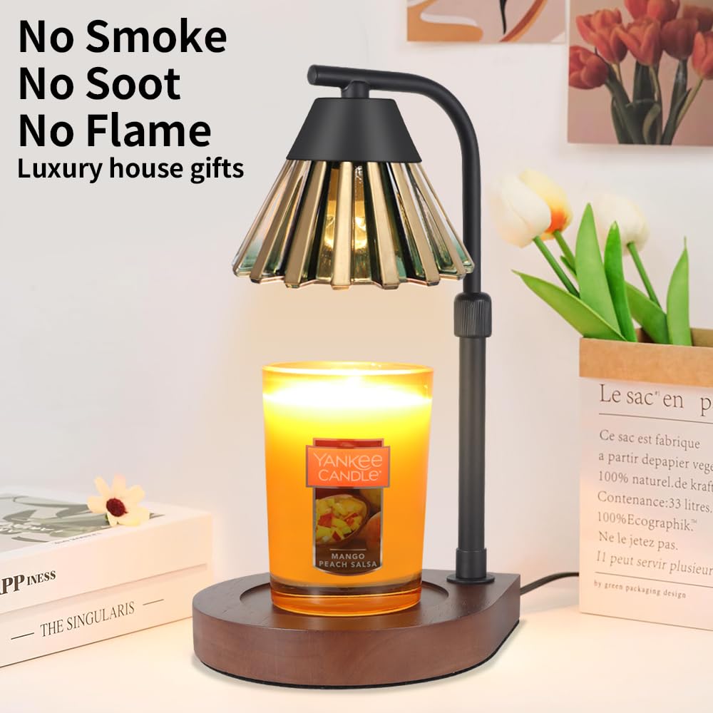 Candle Warmer Lamp with Timer & Dimmer, Farmhouse Electric Candle Lamp Wax Warmer for Jar Candles, Home Decor Gifts for Women, Grandma and Mom (09-Golden Green) copinpin