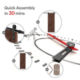 ROYMELO 30x84 inch Sliding Barn Wood Door Slab with 5ft Hardware Kit and Handle, Coffee, K Shape, Simple DIY Assembly ROYMELO