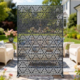 Ultym Metal Privacy Screen with Stand, 5-Panel 72" H×44" W Snowflake Room Divider,Rust-Resistant Steel Fence for Outdoor Indoor, Freestanding Decorative Steel Panel for Patio Garden Balcony Yard Ultym