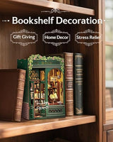 CUTEBEE Book Nook Kit, DIY Miniature House Kits for Adult and Teens, Bookend Diorama with LED, 3D Wooden Puzzle, Mini Booknook Bookshelf Insert Decor, Crafts Hobbies Gifts for Adults（Owl Bookstore