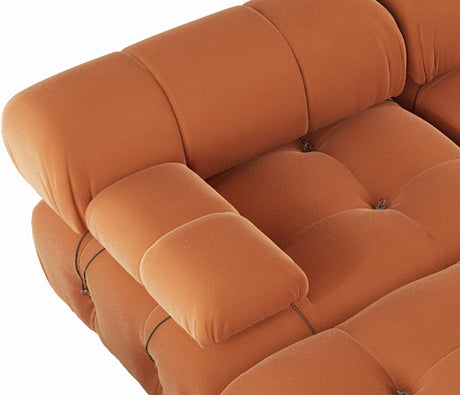 JACH U-Shaped Modular Sectional Couch, 138"" Minimalist Velvet Sofas, Convertible Couches, Mid-Century Modern Sectional Sofa with Chaise Ottomans for Living Room Apartment (Orange), 105OR-U-U JACH