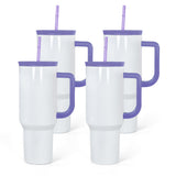 FECBK 40oz Sublimation Tumbler with Handle and Straw, Leak-Proof Insulated Tumblers Bulk Keeps Cold for 34 Hours, Stainless Steel Double Wall Vacuum Insulated Sublimation Blank, Purple, 4 Pack FECBK