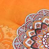 Wake In Cloud - Bohemian Comforter Set, Boho Chic Ornate Floral Elements Pattern Printed for Men Women, Soft Lightweight Bedding, 3 Pieces, Orange Navy, Queen Size Wake In Cloud