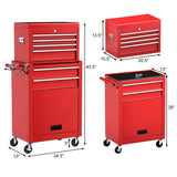 Goplus Rolling Tool Chest, 6-Drawer Tool Box Organizer w/Auto Locking System & Lockable Wheels & Sliding Drawers & Detachable Top, Tool Storage Goplus