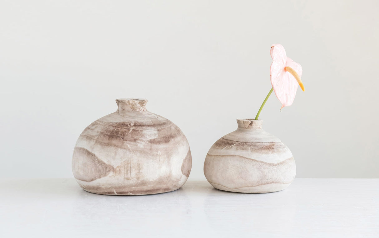 Creative Co-Op Small Paulownia Wood Vase (Each one Will Vary) Decorative Accents, Natural Creative Co-Op