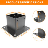 YEOOE 4x4 Post Base, Deck Post Brackets Powder Coated, Inner Size 3.5"x3.5", Heavy Duty Carbon Steel Fence Post Anchor Base for Deck Porch Railing Mailbox Fence Pergola Support (2 Pack) YEOOE