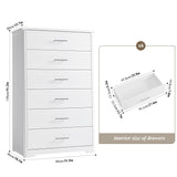 HITHOS Tall Dresser for Bedroom, White Dresser, Modern 6 Drawer Dresser for Closet, 31.5" Wide Wood Chest of Drawers, Vertical Dresser Chest Storage Cabinet for Living Room, Entryway, Hallway, White HITHOS