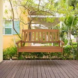 Sunnydaze 47-Inch 2-Person Meranti Wood Porch Swing with Hanging Chains Sunnydaze