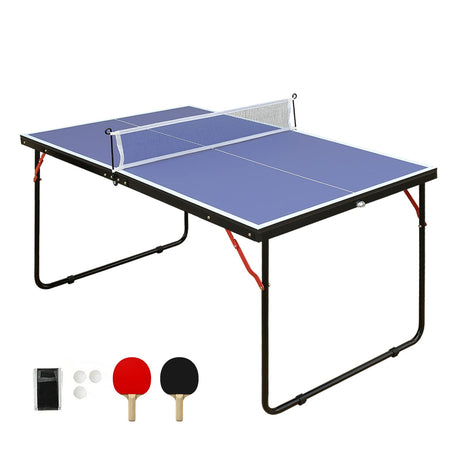 HaoKang Foldable & Portable Mid-Size Table Tennis Table Ping-Pong Table Set with 2 Paddles, 3 Balls and Net Indoor Outdoor for Family Game HaoKang