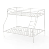 KOMFOTT Twin Over Full Metal Bunk Bed, Heavy-Duty Bunk Bed with Inclined Ladder, Safety Guardrail, Metal Slats Support, Noise-Free Design, Space-Saving Bunk Bed Frame for Teens & Adults (White) KOMFOTT