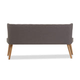 Baxton Studio Melody Mid-Century Modern Grey Fabric and Natural Wood Finishing 3-Seater Settee Bench Baxton Studio