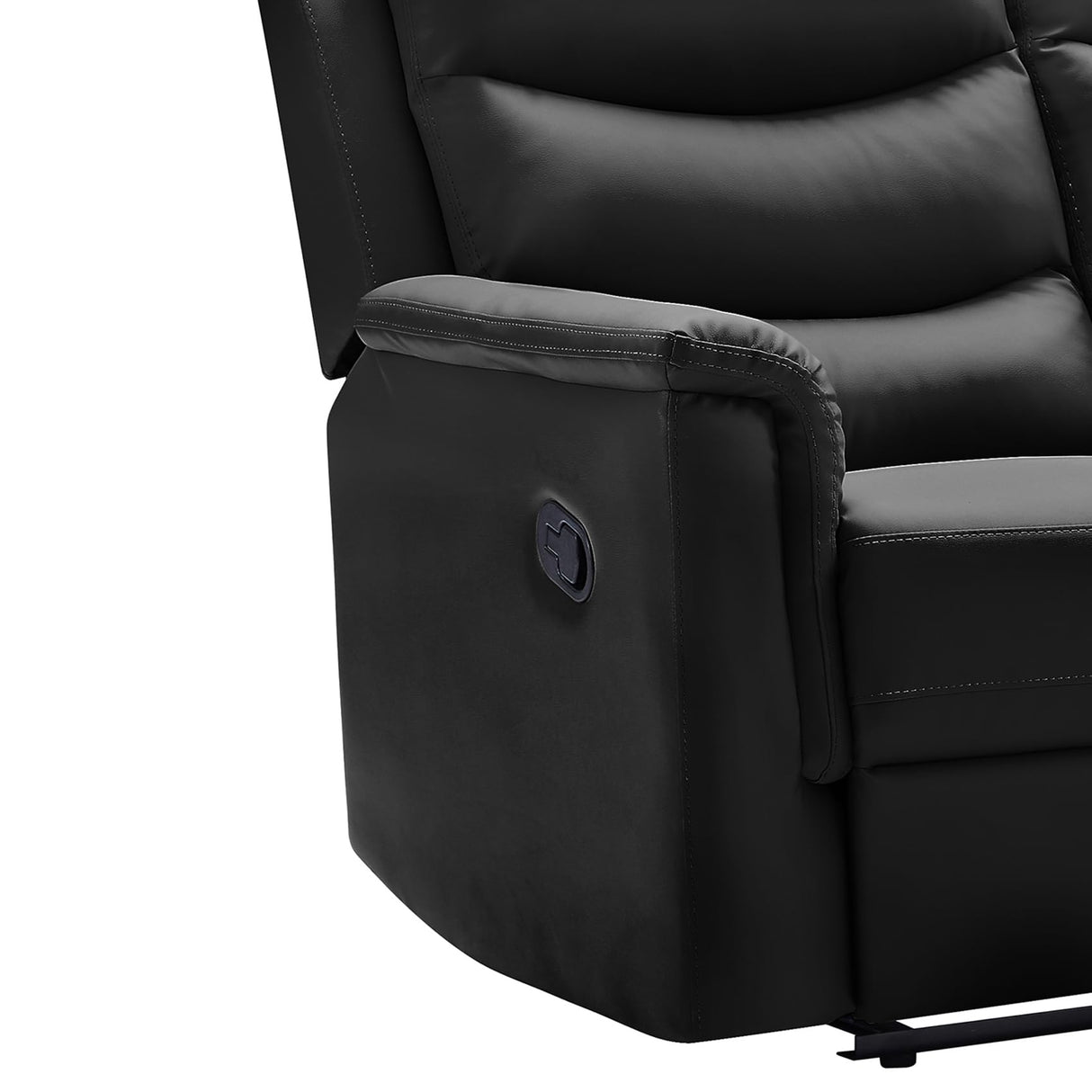 Ball & Cast 67" Comfy Living Room Sofa Set with 2 Recliners,Leather Adjustable Loveseat Couch W/ 2 Cup-Holder & Storage,2-Seater Motion Lounger Furniture for Home Theater Game Small Room Seating,Black Ball & Cast