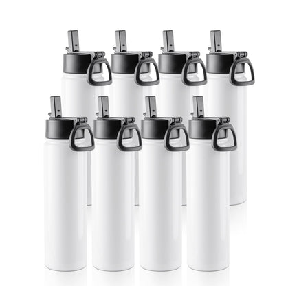 PYD Life 8 Pack Sublimation Blank Tumbler 22 OZ Sports Wide Mouth Stainless Steel Water Bottle Vacuum Flask with Straw and Portable Handle for Tumbler Press Machine Sublimation Print