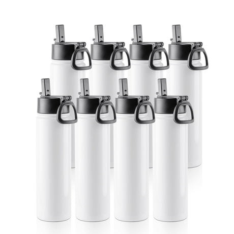 PYD Life 8 Pack Sublimation Blank Tumbler 22 OZ Sports Wide Mouth Stainless Steel Water Bottle Vacuum Flask with Straw and Portable Handle for Tumbler Press Machine Sublimation Print PYD Life