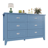Cakhdry Dresser for Bedroom, 6 Drawer Dresser, Wide Chest of Drawers for Closet,TV Stand with Sturdy Frame and Wood Top, Easy Pull Handles for Clothes, Living Room, Hallway, Entryway,Light Blue Cakhdry