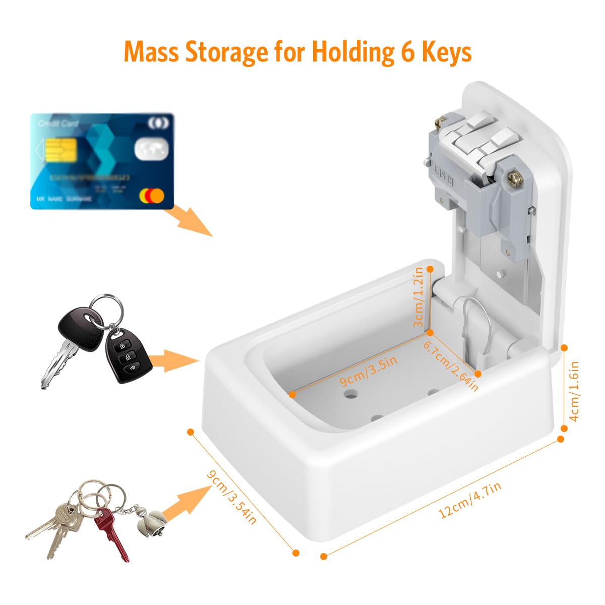 Key Lock Box Wall Mounted, Fayleeko 4 Digit Combination Lockbox for Outside, House Keys - 5 Keys Capacity, Key Safe Security Storage Lock Box for Indoor, Outdoor, Garage, Garden, Store (White - WoodArtSupply