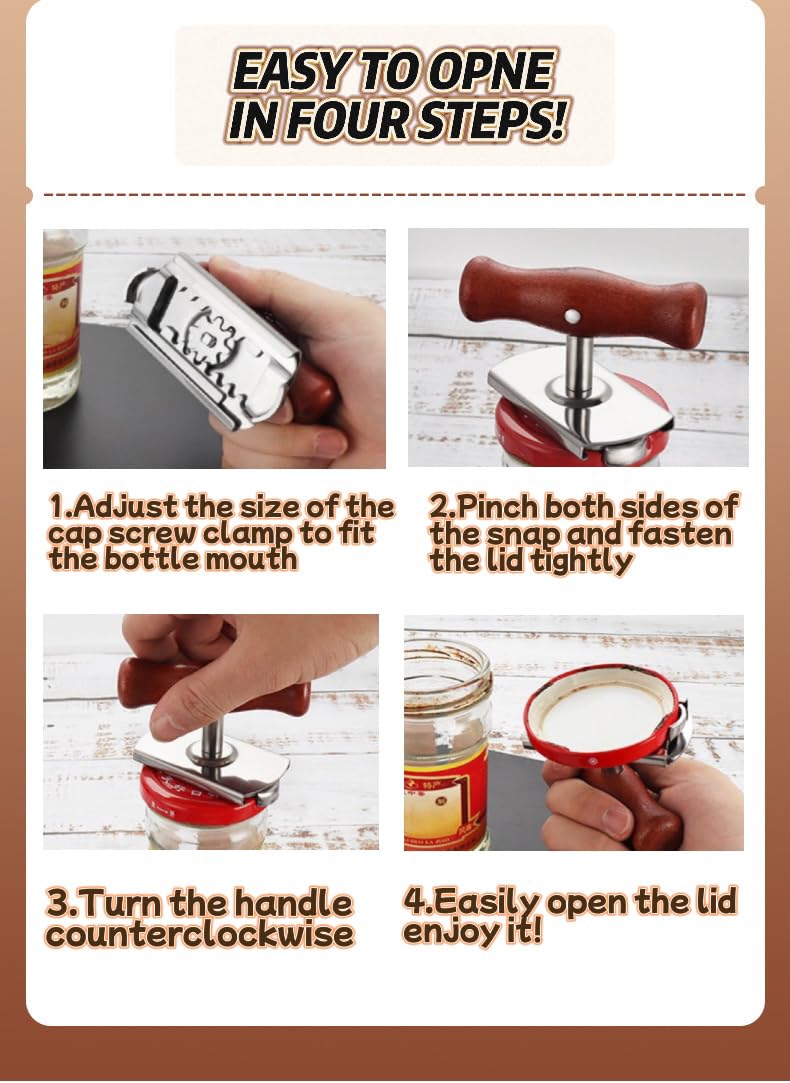 Effortless Jar Opener,Jar Opener for Weak Hands,Arthritis, and Seniors- Unlock Your Culinary Creativity, Simplify Cooking & Everyday Tasks, Ideal Arthritis Aid for Seniors and Elderly (Wood) Dlipidoo