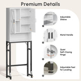 USHOWER Over The Toilet Storage Cabinet, Bathroom Organizers and Storage with Barn Doors, Thicken Metal Stand & MDF Wood Above Toilet Storage Cabinet, Freestanding Space Saver, White USHOWER