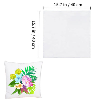 OKBA 15 pcs Sublimation Blanks Pillow Cases 16"x 16" White Cushion Covers Pillow Covers Heat Transfer DIY Custom Picture Pillow Covers Glossy Satin (15)