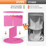 Nidouillet Rotating Bookshelf Tower, 5 Tier Spinning Bookcase Lazy Susan, Revolving 360 Book Shelf Storage Round Organizer, Vertical Rotate Turning Corner Book Case for Small Space, Pink Nidouillet