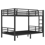 Bellemave Full XL Over Full XL Bunk Bed for Teens and Adults, Metal Bunk Bed Frame with Ladder and Guardrail No Box Spring Required Noise-Free Steel Slats Convertible bunk Bed for Adults Black Bellemave