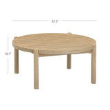 Nathan James Bora Round Outdoor Coffee Table, Farmhouse Wood Coffee Table for Patio or Porch, Solid Acacia Wood Nathan James
