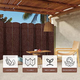 Duraspace 8 Panels Room Divider 6 FT Tall Weave Fiber Privacy Screen Freestanding Double Hinged Folding Screen Extra Wide Room Dividers for Patio Privacy (Brown) DURASPACE