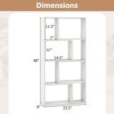 IFANNY Bookshelf, 48’’ Tall Bookcase with 8 Cubes, Small Bookshelf with Storage, Geometric Display Shelf, Wooden Bookshelves & Bookcases, Book Shelves for Bedroom, Living Room, Study (White) IFANNY
