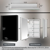 HESONTH Medicine Cabinet with Mirror, 16x26 Inch Frameless Bathroom Cabinet, 3-Tier Tempered Glass Shelves, Recessed or Surface Mount, Waterproof Storage for Bathroom Bedroom Kitchen HESONTH