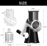 Cambom Rotary Cheese Grater Hand Crank Cheese Shredder for Fresh Cheese, Vegetable, Nuts,Non-slip Suction Base, Free Cleaning Brush Three Blades, Black Cambom