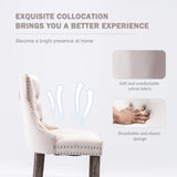 Kiztir Velvet Bar Stools Set of 2, 27" Counter Height Bar Chairs with Button Decor, Nailhead Trim, Solid Wooden Legs, Beige Modern Upholstered Bar Stools for Kitchen, Cafe, Pub Kiztir