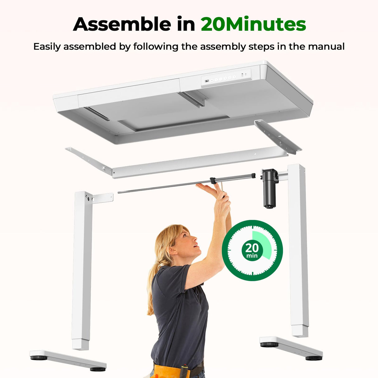 JYLH JOYSEEKER Small Standing Desk with Drawer, 35" x 20" Whole Piece Tabletop Electric Sit Stand Desk, Height Adjustable Desk with Storage & USB Ports, Quick Install Home Office Computer Desk, White JYLH JOYSEEKER