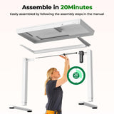 JYLH JOYSEEKER Small Standing Desk with Drawer, 35" x 20" Whole Piece Tabletop Electric Sit Stand Desk, Height Adjustable Desk with Storage & USB Ports, Quick Install Home Office Computer Desk, White JYLH JOYSEEKER