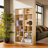 Muelartique Modern 2-in-1 Cat Tree Bookshelf with Litter Box Enclosure, 63.5" Tall Multi-Level Cat Climbing Shelves with Storage, Cat Furniture for Indoor Cats, Natural Muelartique