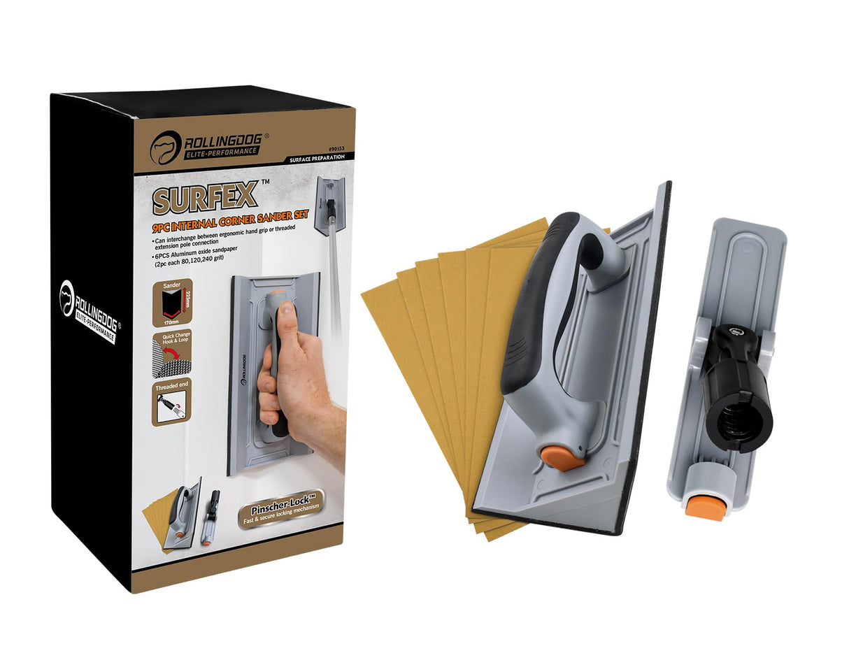 ROLLINGDOG Drywall Corner Sander - Hand Sander With 6PC Oxide Mesh Sandpaper for Corner Wall Cleaning and Polishing ROLLINGDOG