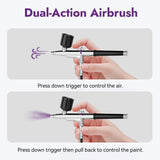 50 PSI Airbrush Kit with Air Compressor, High Pressure Airbrush Kit Non-Clogging with 0.2/0.4/0.5mm Nozzle/Cleaning Sets, Dual-action Air Brush for Painting, Modeling, Cake Decor, Makeup, Nails, DIY Fleoriya