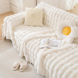 AMWAN Cozy Faux Fur Couch Cover Large Fuzzy Blanket for Sofabed,Loveseat Thick Cozy Shaggy Sofa Slipcover for Sectional,L Shaped Sofa Pets Multifunctional Throws Living Room Decor,Cloud White,71x134’’ AMWAN