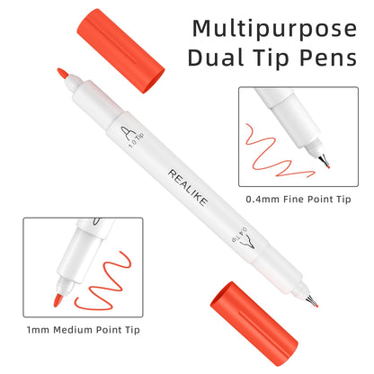 REALIKE Dual Tip Infusible Pens for Cricut Joy, 36 pcs Sublimation Markers Pens Set Compatible with Cricut Joy Machine (0.4 Tip & 1.0 Tip)