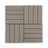 RevTime Easy DIY Wood-Plastic Deck Tiles 12" x 12" x 3/4”, Outdoor Garden, Interlocking Outdoor Deck Floor, Patio Area, Patio Paver, Gray (9 pcs in a Pack) RevTime