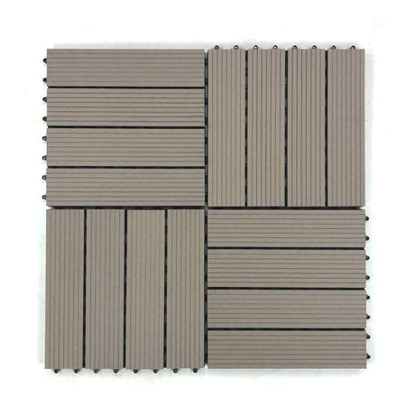 RevTime Easy DIY Wood-Plastic Deck Tiles 12" x 12" x 3/4”, Outdoor Garden, Interlocking Outdoor Deck Floor, Patio Area, Patio Paver, Gray (9 pcs in a Pack) RevTime