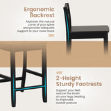 COSTWAY Wooden Bar Stools Set of 2, 24-Inch Counter Height Stools with Ergonomic Backrest & Footrest, Farmhouse High Dining Chairs for Kitchen COSTWAY