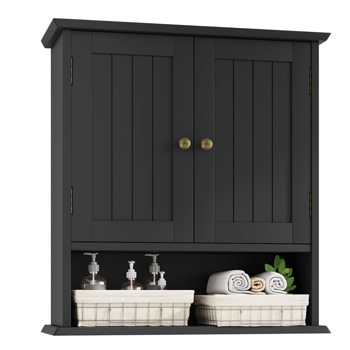 Mino Kesper Bathroom Wall Cabinet, Bathroom Cabinet Wall Mount with 2 Doors and Open Shelf, Over The Toilet Wall Storage, Wooden Medicine Cabinets Mino Kesper