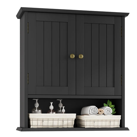 Mino Kesper Bathroom Wall Cabinet, Bathroom Cabinet Wall Mount with 2 Doors and Open Shelf, Over The Toilet Wall Storage, Wooden Medicine Cabinets Mino Kesper