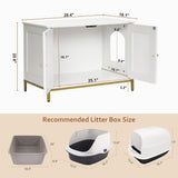 Homhedy Cat Litter Box Enclosure, Litter Box Furniture Hidden with Metal Frame, Cat Washroom Furniture, Cat House, Fit Most of Litter Box, Modern Style, White and Gold Homhedy