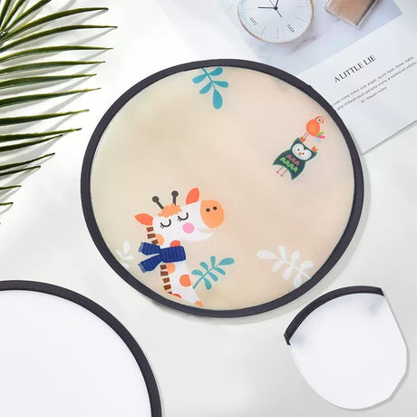 BENECREAT 30Pcs White Foldable Flying Disc Fans, 9.8inch Sublimation Fans Nylon Black Edge Folding Fan Set with Bag for Wedding Party Favors Outdoor Activity BENECREAT