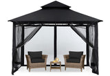 MASTERCANOPY Outdoor Garden Gazebo for Patios with Stable Steel Frame and Netting Walls (8x8,Black) MASTERCANOPY